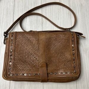 Platania Leather  Tote Bag Made in Italy Large Tan Brown Purse Classic crossbody